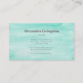 Aqua Seafoam Groene Abstracte Waterverf Visitekaartje (Achterkant)