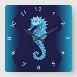 Aqua Seahorse Wall klok