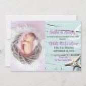 aqua seashell beach Baby Faire-part de naissance p (Devant)