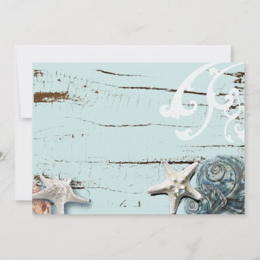 aqua seashell beach Baby Faire-part de naissance p (Dos)