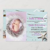 aqua seashell beach Baby Faire-part de naissance p (Devant / Derrière)