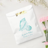 Aqua Seashells Wedding Favor Bag Bedankzakje (Gezegeld)