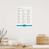 Aqua Seating Chart, Caroline Wedding Collectie Poster (Keuken)