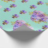 Aqua Shabby Chic Pansy bloemen floreren Wrappen Cadeaupapier (Hoek)