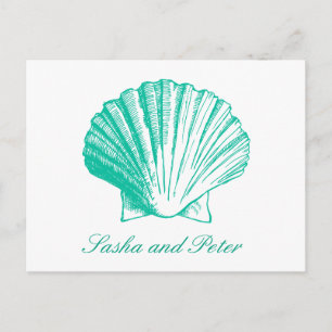 Aqua Shell Beach Wedding RSVP Briefkaart