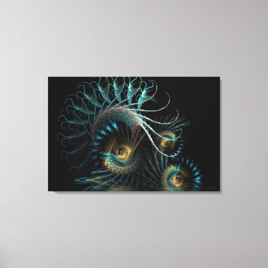 Aqua Shell Swirl Fractal Art Verpakt Canvas (Voorkant)