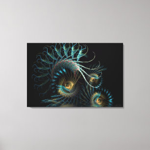 Aqua Shell Swirl Fractal Art Wrapped Canvas Afdruk