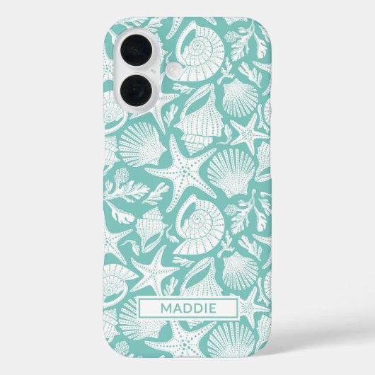 Aqua Shells Personalized Case-Mate iPhone Case (Achterkant)