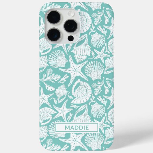 Aqua Shells Personalized Case-Mate iPhone Case (Achterkant)