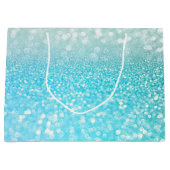 Aqua Silver Beach Blue Summer Glitter Gradient Large Cadeauzakje (Voorkant)