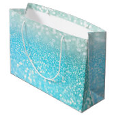 Aqua Silver Beach Blue Summer Glitter Gradient Large Cadeauzakje (Achterkant Gekanteld)