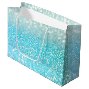 Aqua Silver Beach Blue Summer Glitter Gradient Large Cadeauzakje