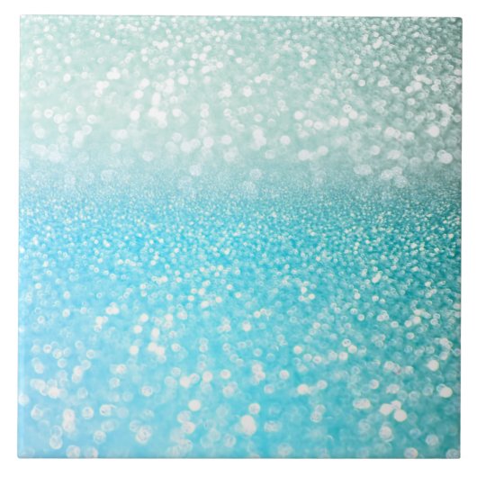 Aqua Silver Beach Blue Summer Glitter Gradient Tegeltje (Voorkant)