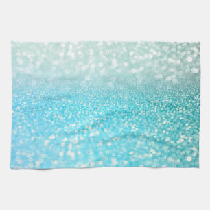 Aqua Silver Beach Blue Summer Glitter Gradient Theedoek
