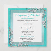 Aqua Silver bruiloft verloving Kaart (Achterkant)