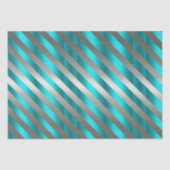 Aqua & Silver Diagonal Stripe Christmas  Tissuepapier (Voorkant)