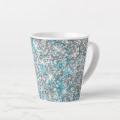 Aqua Silver Unicorn Glitter Sparkle Verjaardag Latte Mok (Rechterhoek)
