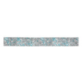 Aqua Silver Unicorn Glitter Sparkle Verjaardag Lint (Voorkant)