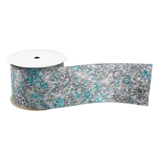 Aqua Silver Unicorn Glitter Sparkle Verjaardag Lint (Spoel)