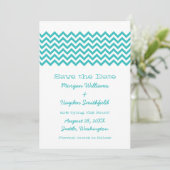 Aqua Simple Chevron Save the Date Invite (Staand voorkant)