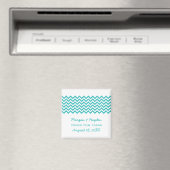 Aqua Simple Chevron Save the Date Magnet Magneet (Insitu (Vaatwasser))