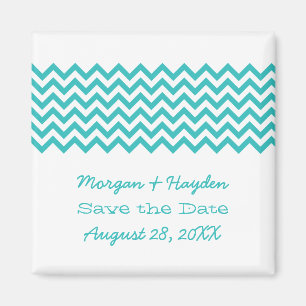 Aqua Simple Chevron Save the Date Magnet Magneet