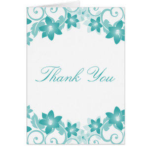 Aqua Simple Floral Carte de remerciements