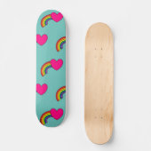 Aqua Skateboard Decmet roze harten en regenbogen (Voorkant)