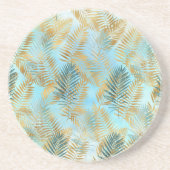 Aqua Sky Green Dessous de verre Feuille Tropical G (Devant)
