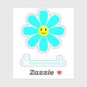 Aqua Smiling Daisy gepersonaliseerd Sticker (Vel)