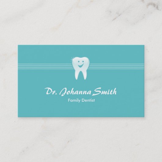 Aqua Smiling Tooth Dental Afspraak Vrouw Afsprakenkaartje (Voorkant)