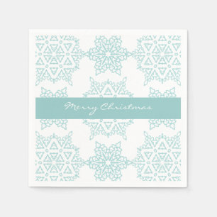 Aqua Sneeuwvlokken Vrolijke kerstvakantie Servet