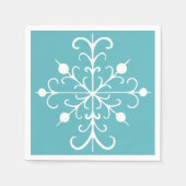Aqua Snowflake Napkins Servetten (Voorkant)