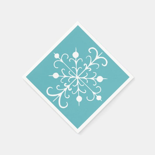 Aqua Snowflake Napkins Servetten (Hoek)
