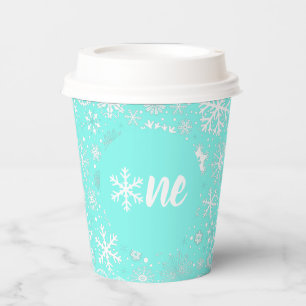 Aqua Snowflake ONE Paper Cup Papieren Bekers