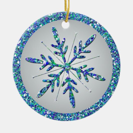 Aqua Snowflake Photo Quinceañera Keepomwille Ornam Keramisch Ornament (Voorkant)