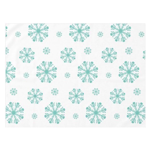 Aqua Snowflakes sur la nappe White Holiday (Devant (Horizontal))