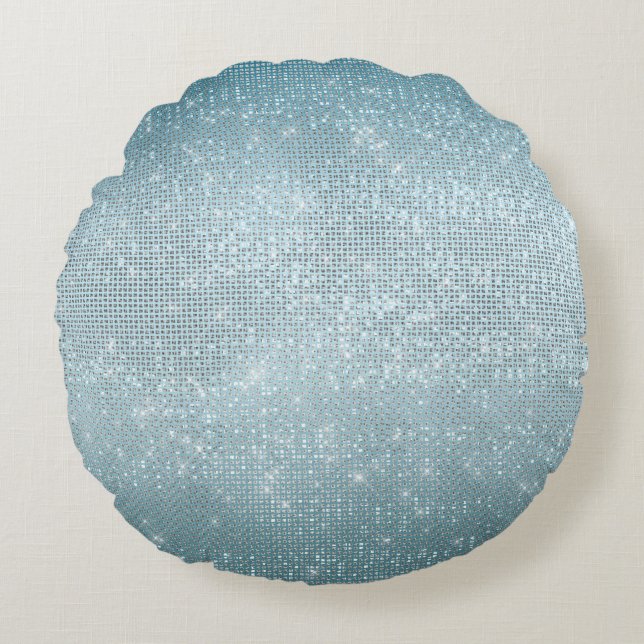 Aqua Sparkle Rond Kussen (Voorkant)