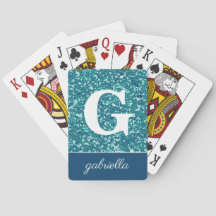 Aqua Sparkles Monogrammes Cartes De Jeu Classiques