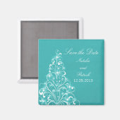 Aqua Sparkly Holiday Tree Save the Date Magnet (Recto/Verso)
