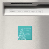 Aqua Sparkly Holiday Tree Save the Date Magnet (In Situ (Lave-vaisselle))