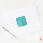 Aqua Sparkly Holiday Tree Save the Date Stickers (Enveloppe)