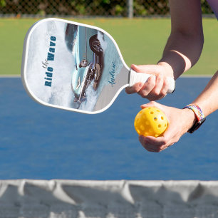  Aqua Sports Car Fotonaam "Ride the Wave" Pickleball Paddle