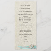 Aqua Starfish en Ribbon Beach Wedding Programma (Achterkant)
