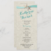 Aqua Starfish en Ribbon Beach Wedding Programma (Voorkant / Achterkant)