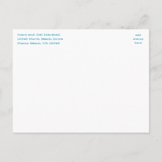 Aqua Starfish en Rope slaan de datum op Aankondigingskaart (Achterkant)