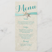 Aqua Starfish et Ribbon Beach Wedding Menu (Devant)