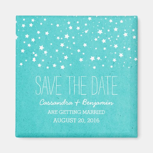 Aqua Starry Night Enregistrer la date Magnet (Devant)