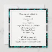 Aqua Stars grijs lint bruiloft uitnodiging (Achterkant)