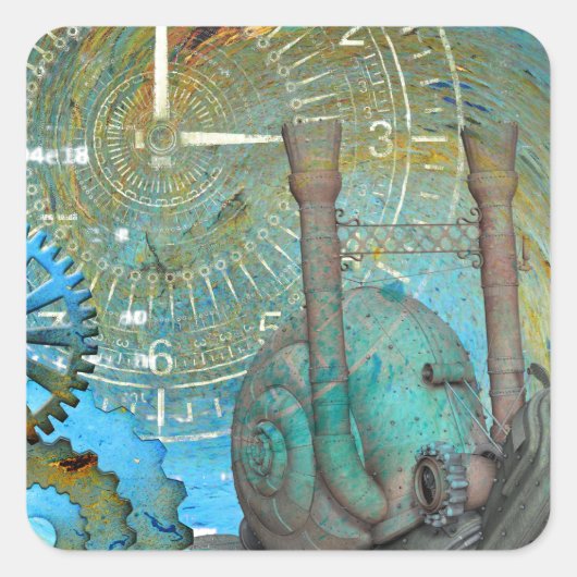 Aqua Steam Snagelreiziger Vierkante Sticker (Voorkant)